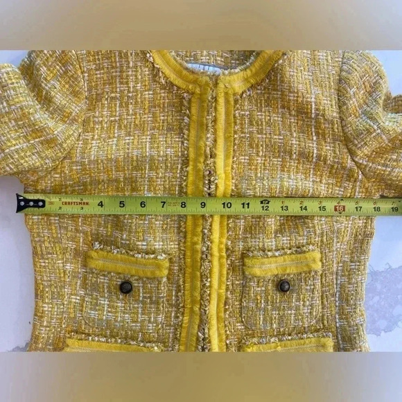 Talbots Classic Lined Butter Yellow Tweed Career Blazer Jacket Women's Small EUC - Picture 14 of 16